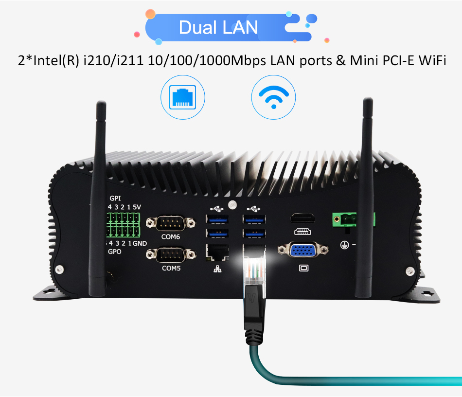 EGSMTPC Industrial Computer Intel Core i5 8250U DDR4 Desktop Mini PC 4 RS232/422/485 COM(图19)