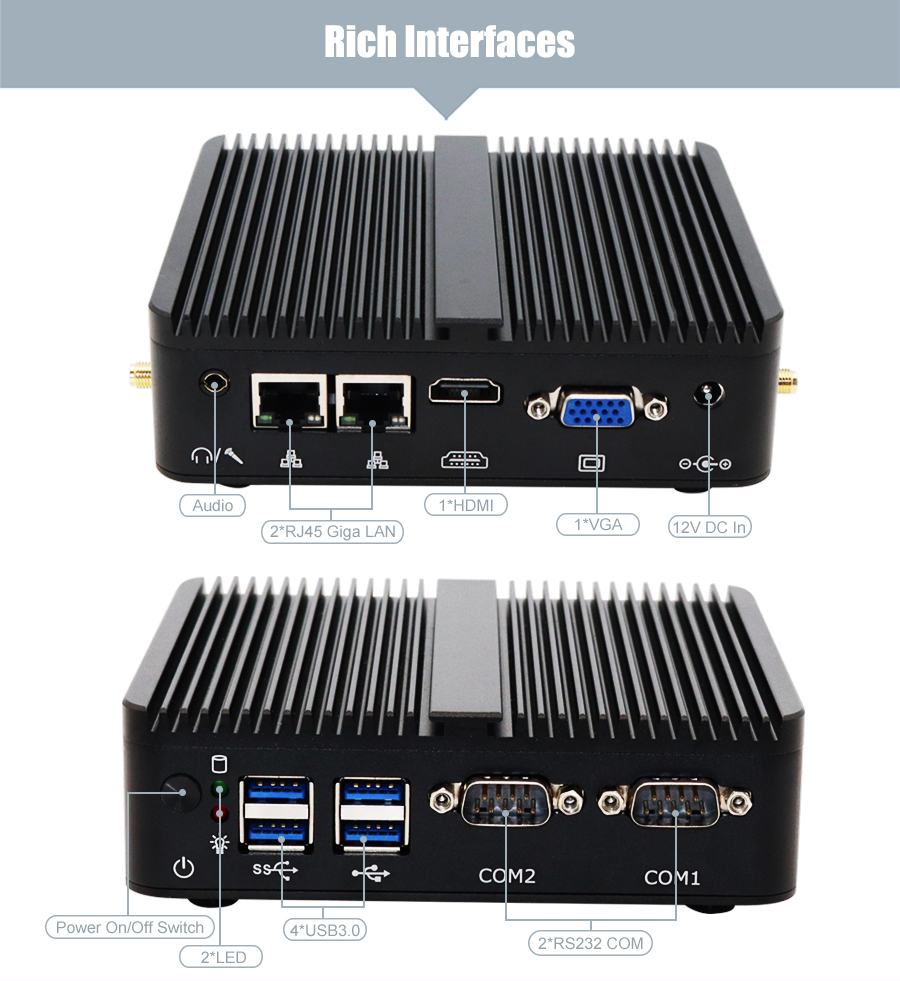 EGSMTPC Cheapest MINI PC 2LAN 2COM for Intel Celeron J4125 2.0GHz Quad Cores Four Threads Max 2.7GHz(图13)