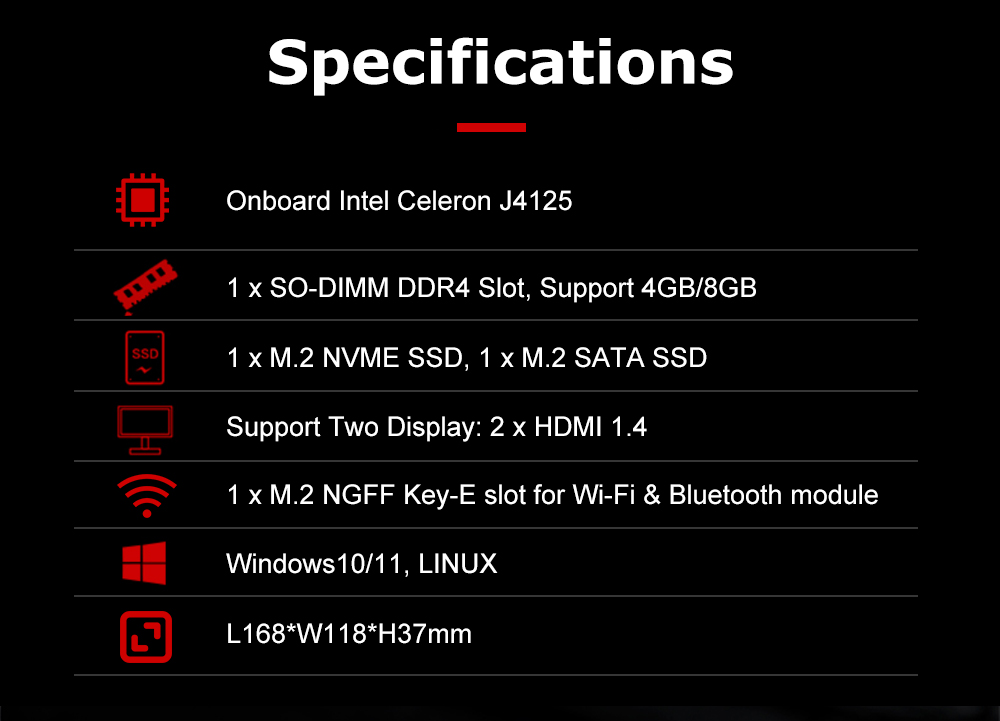 VX3-J4125 Small Computer Pre-installed Windows 11 Pro 4K HD 24h/7d Fanless Grade(图1)