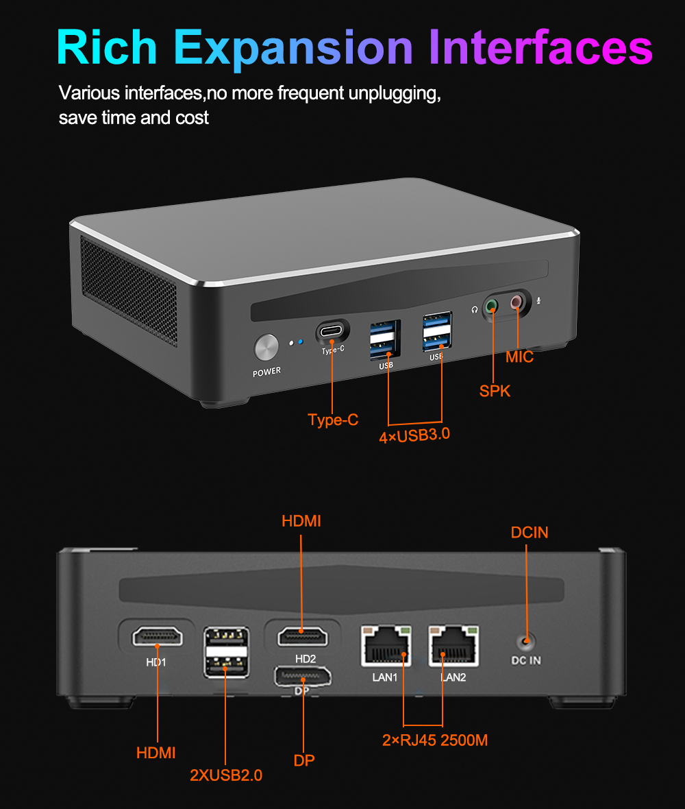 EGSMTPC Intel I5 12Gen support Thunderbolt4 3 display ports best commercial mini PC(图10)