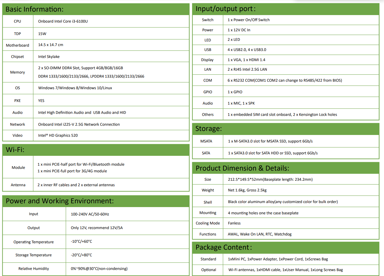 GK1 i3-6100U EGSMTPC industrial Fanless Mini Computers(图5)