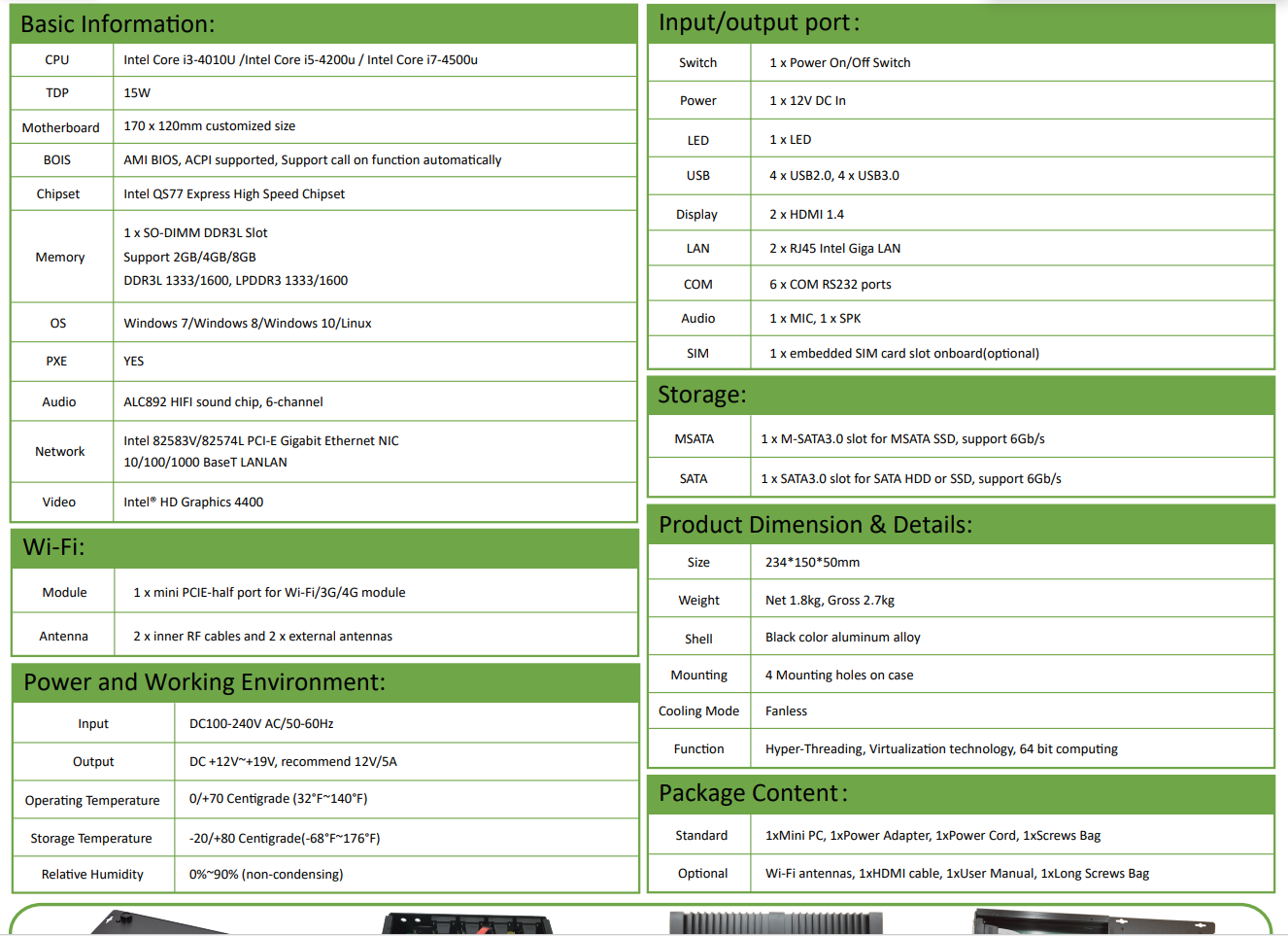 EGSMTPC Fanless Industrial Computer GK-4500UL with 2 Intel Gigabit RJ45 LAN(图4)