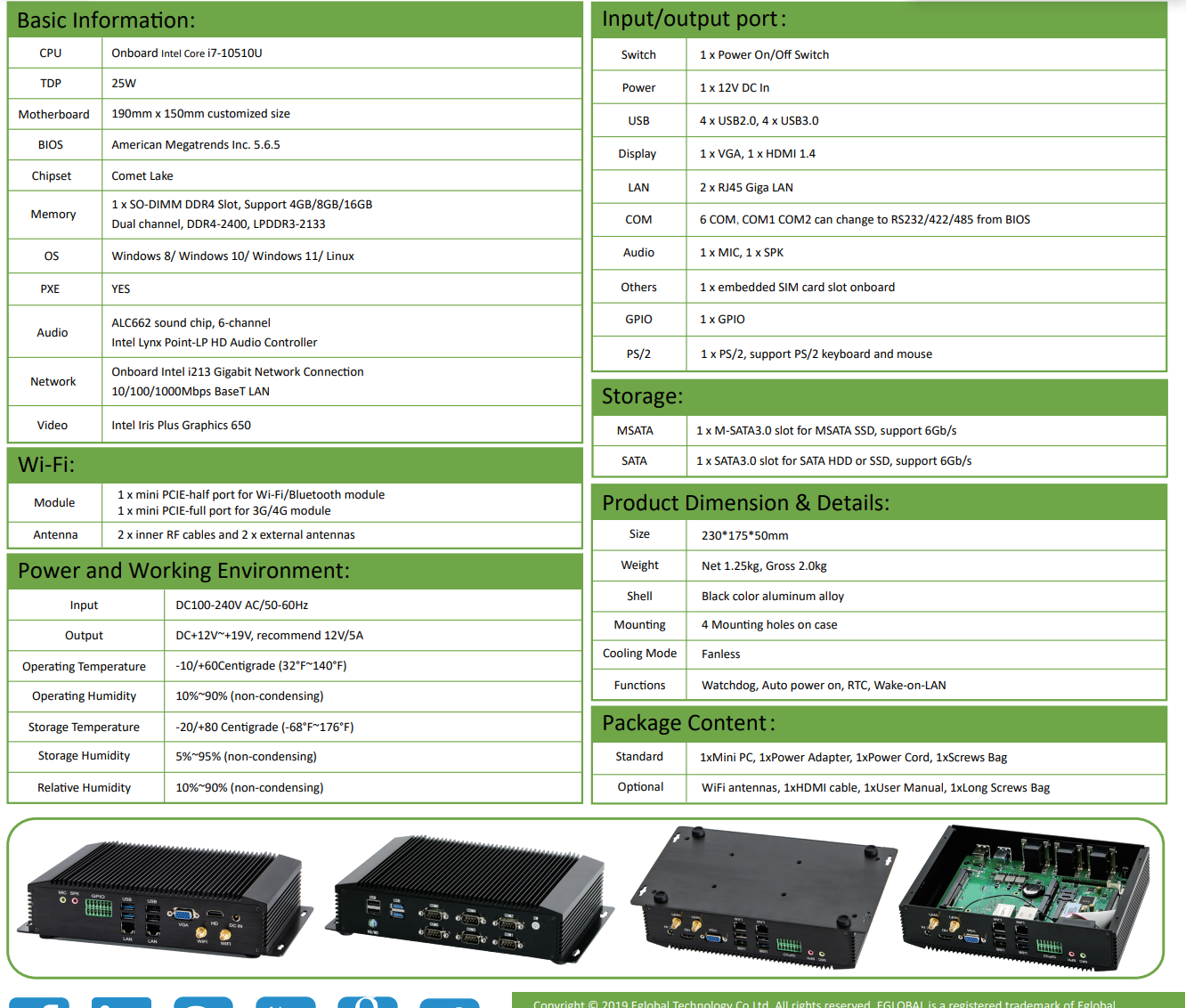 EGSMTPC Mini PC Intel Core i7-10510U 2LAN 2Display For Home And Offic Industrial Fanless PC(图2) EGSMTPC Mini PC Intel Core i7-10510U 2LAN 2Display For Home And Offic Industrial Fanless PC(图2)