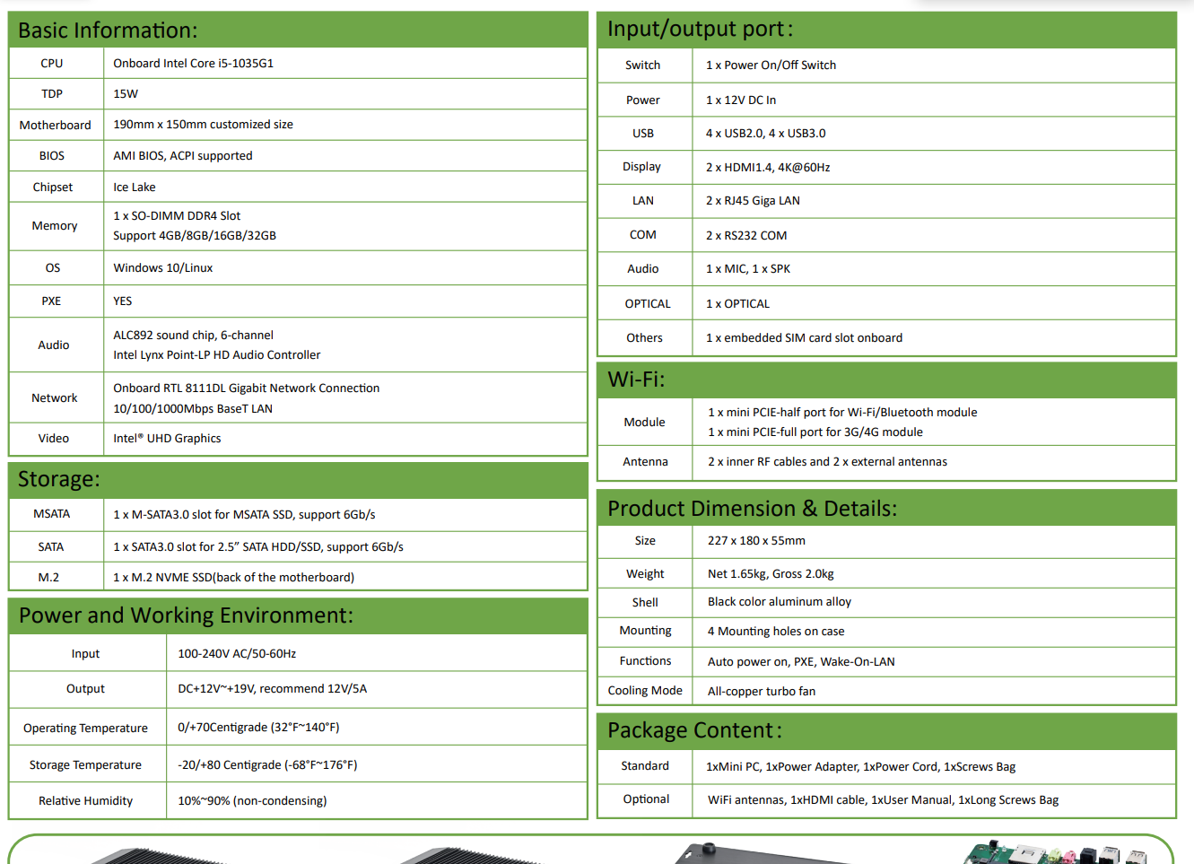 G5B Intel Core i5-1035G1 EGSMTPC Mini PC with 2LAN 2Display For Home And Offic Industrial Fanless PC(图2)