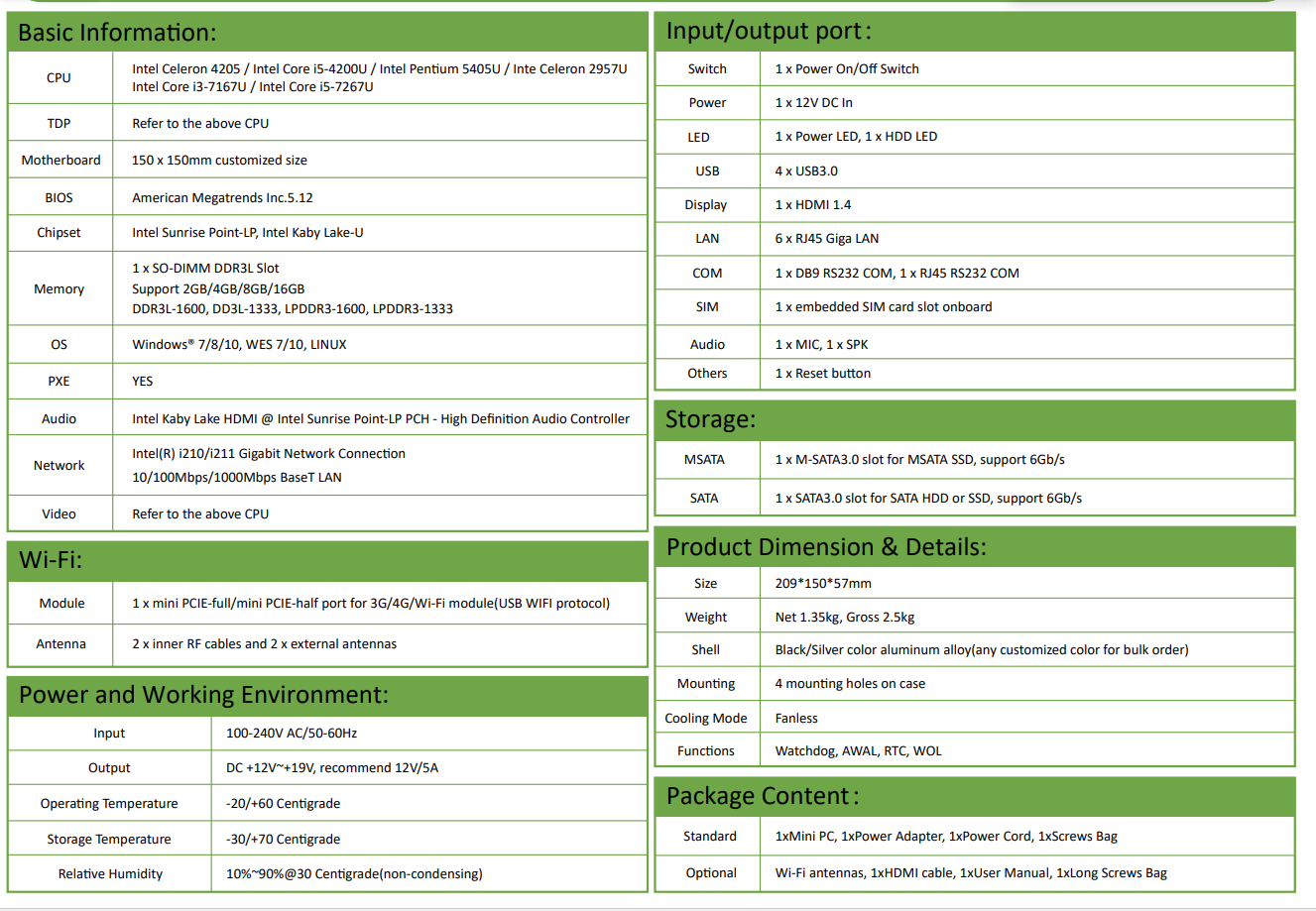 G7 Intel Pentium 5405U EGSMTPC Mini PC with 6LAN For Home And Offic Industrial Fanless PC(图2)