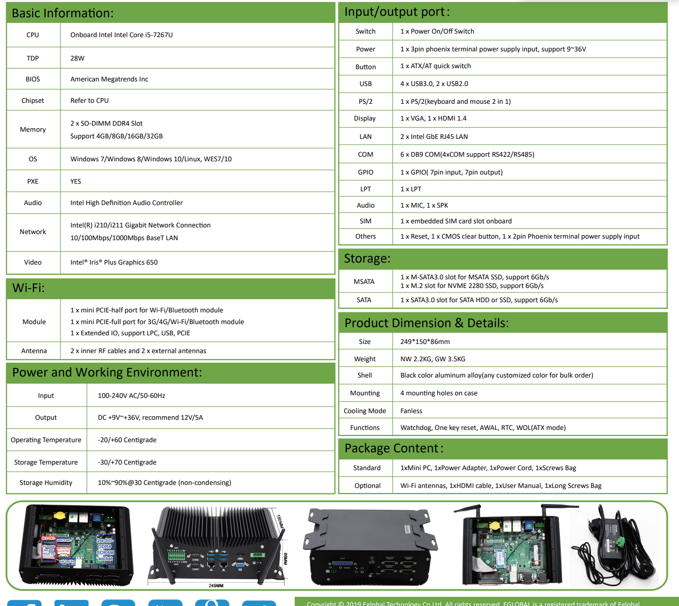 EGSMTPC Fanless Industrial Computer G8 Intel Core i5-7267U 2*LAN Desktop Mini PC 6COM(图5) EGSMTPC Fanless Industrial Computer G8 Intel Core i5-7267U 2*LAN Desktop Mini PC 6COM(图5)